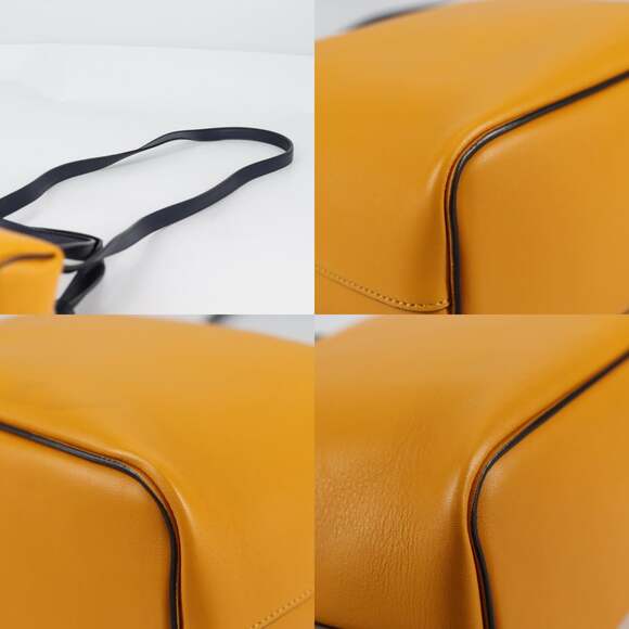 CELINE Soft Cube Shoulder Bag Leather Yellow Silver - Picture 11 of 13